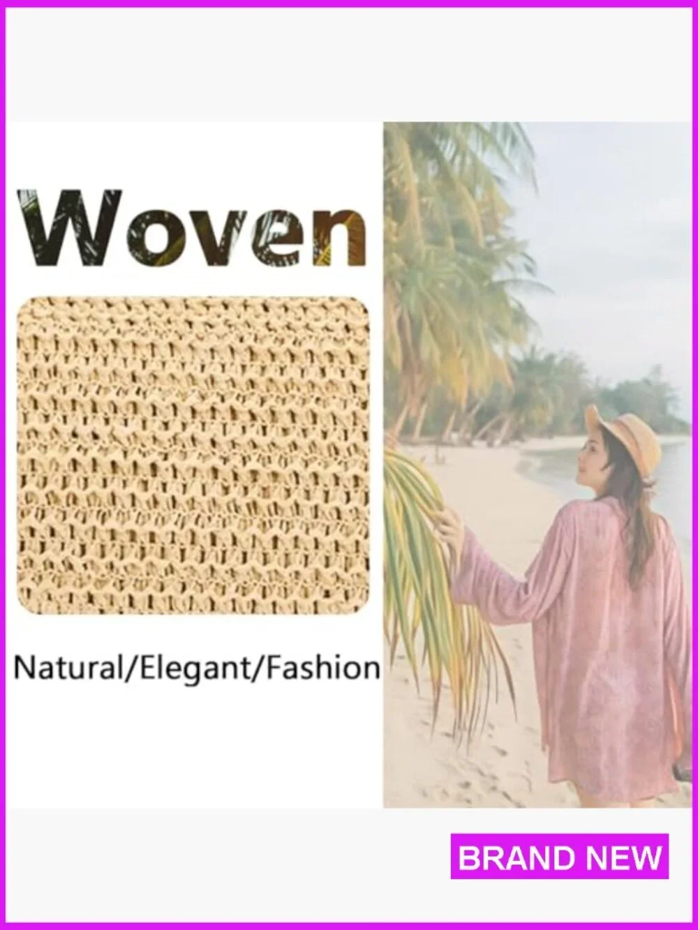 Straw Crossbody Bag Crescent Woven Shoulder Hobo Purse Adjustable Strap